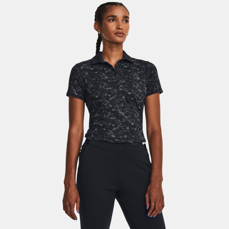Women's Under Armour Playoff Printed Polo Black / Metallic Silver L